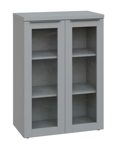 SIN 3 - 8S kancelářská skříň, 2-dveřová/prosklená, 1120x800x400, šedá